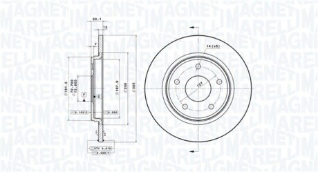 360406115001 Гальмівний диск MAGNETI MARELLI підбір по vin на Brocar