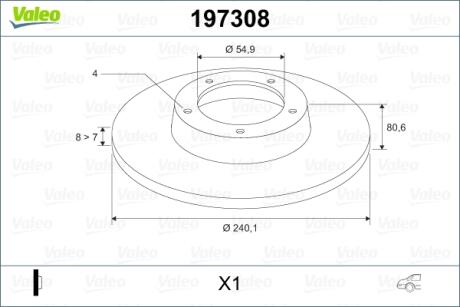 197308 Гальмівний диск VALEO підбір по vin на Brocar