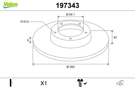 197343 Гальмівний диск VALEO підбір по vin на Brocar