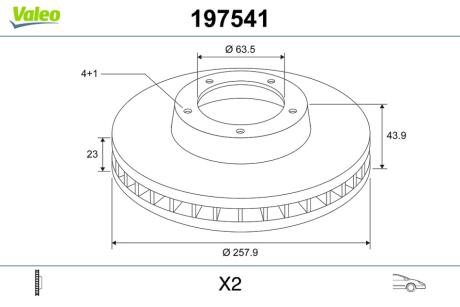 197541 Гальмівний диск VALEO підбір по vin на Brocar