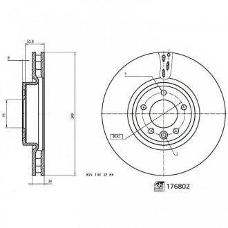 176802 Диск гальмівний(к-т) FEBI BILSTEIN 176802 FEBI BILSTEIN підбір по vin на Brocar