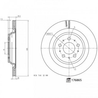 176865 Гальмівний диск TESLA Model 3 "R "17>> FEBI BILSTEIN підбір по vin на Brocar