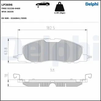 LP3696 Гальмівні колодки, дискові DELPHI підбір по vin на Brocar