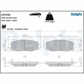 LP3703 Гальмівні колодки, дискові DELPHI підбір по vin на Brocar
