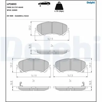 LP3693 Гальмівні колодки, дискові DELPHI підбір по vin на Brocar