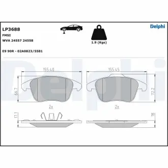 LP3688 Гальмівні колодки, дискові DELPHI підбір по vin на Brocar