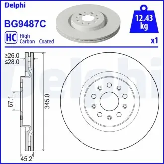 BG9487C Гальмівний диск DELPHI підбір по vin на Brocar