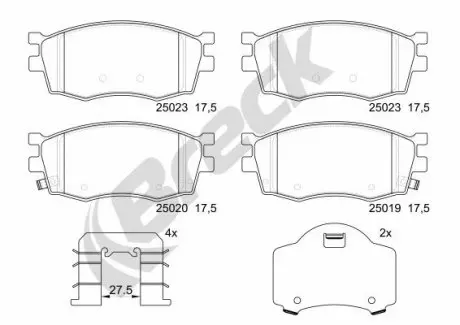 250190070200 Гальмівні колодки, дискові BRECK підбір по vin на Brocar