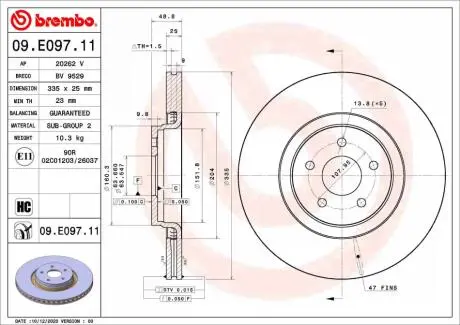 09E09711 Автозапчасть BREMBO підбір по vin на Brocar