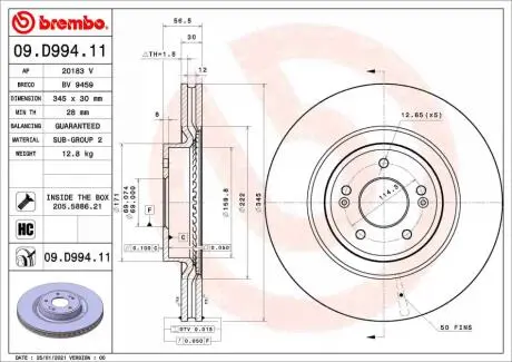 09D99411 Автозапчасть BREMBO подбор по vin на Brocar