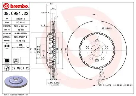 09C98123 Автозапчасть BREMBO подбор по vin на Brocar