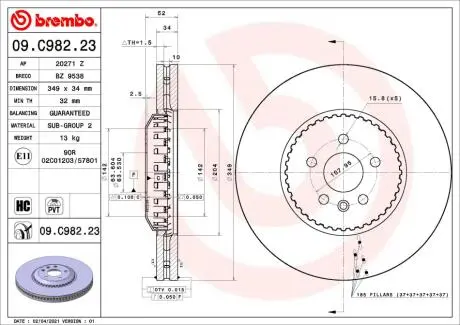 09C98223 Автозапчасть BREMBO подбор по vin на Brocar