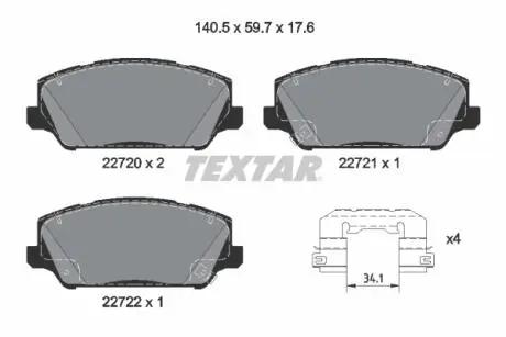 2272001 Автозапчасть TEXTAR подбор по vin на Brocar