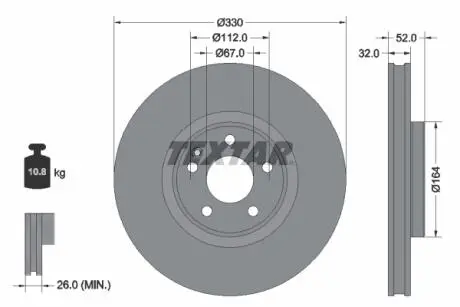92334903 Гальмівний диск TEXTAR підбір по vin на Brocar