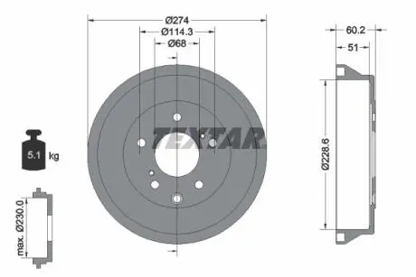 94047800 Гальмівний барабан TEXTAR підбір по vin на Brocar