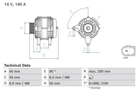 0986085040 ALTERNATOR BOSCH підбір по vin на Brocar