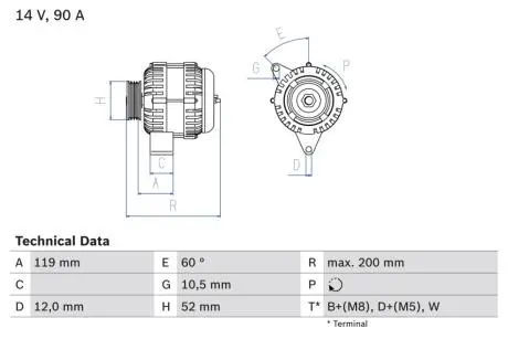 0986039660 Генератор BOSCH підбір по vin на Brocar