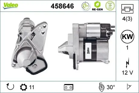 458646 Стартер VALEO підбір по vin на Brocar