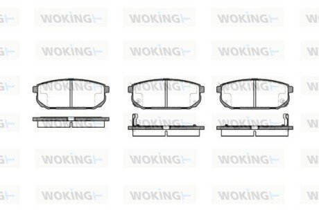 P1142302 Колодки тормозные дисковые задние Kia Sorento i 2.4 02-,Kia Sorento i 2.5 02- (P WOKING подбор по vin на Brocar