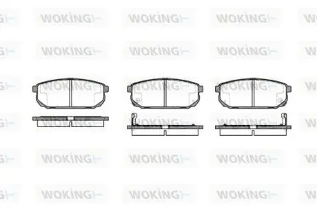 P1142302 Колодки тормозные дисковые задние Kia Sorento i 2.4 02-,Kia Sorento i 2.5 02- (P WOKING подбор по vin на Brocar