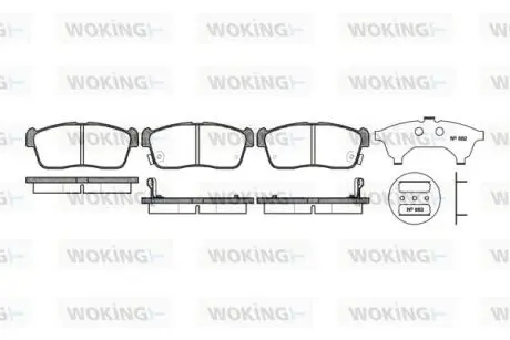 P624302 Гальмівні колодки передні Chevrolet Cruze /Subaru Justy /Suzuki Ignis /Nissan Pixo 1.0-2.5 00- WOKING підбір по vin на Brocar