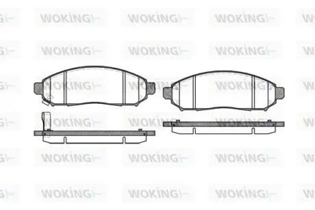 P1062301 Гальмівні колодки перед. Nissan Navara 2,5dCi 05- WOKING підбір по vin на Brocar