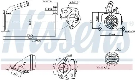 989322 Радіатор рециркуляції ВГ NISSENS підбір по vin на Brocar