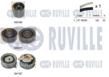 550160 К-кт. ГРМ (рем.+3шт.ролик+крепление) AUDI A3 1,9TDI VW 1,9TDI/SDI SEATSKODA Octavia, Fabia RUVILLE подбор по vin на Brocar