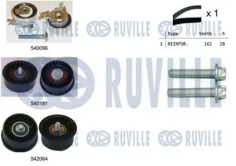 550317 К-кт ГРМ (пасок+ролики) Opel Astra G 98-/Zafira 99- RUVILLE подбор по vin на Brocar