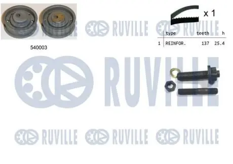 550074 К-кт. ГРМ (рем.+ролик+крепление) AUDI 1,9TDI VW 1,9TD/TDI/SDI SEAT 1,9TD/TDI RUVILLE підбір по vin на Brocar