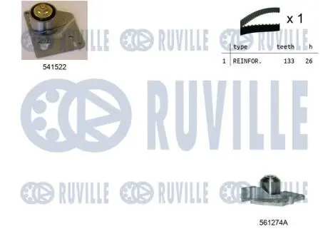 5501281 К-кт ГРМ+помпа Renault Grand Scenic Megane II Scenic II Nissan Primera 1,9dCi 02- RUVILLE підбір по vin на Brocar