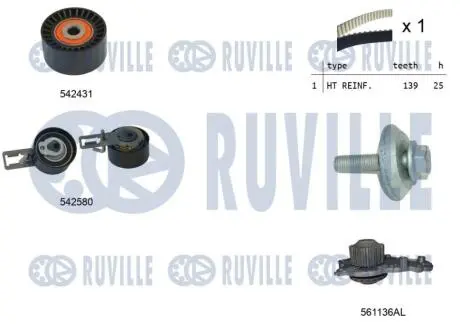 5503861 К-кт ГРМ (ремень +помпа + 2 ролика) FIESTAVI 45017 TDCi, B-MAX 45078 RUVILLE подбор по vin на Brocar