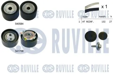 550298 К-кт. ГРМ (ремень НТ+ 2шт. ролика+ крепление) Renaul MeganeII 45078 RUVILLE підбір по vin на Brocar