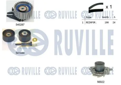 5501331 К-кт ГРМ (з помпою) Alfa 145,146,147,156, Fiat Bravo Doblo,Marea,Punto,Stilo 1.9 JTD RUVILLE підбір по vin на Brocar