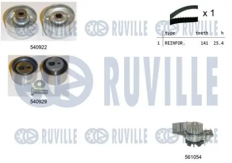5501341 Р-кт ГРМ Ремень+2 ролика с водяным насосом Citroen,Peugeot 2.0HDI RUVILLE подбор по vin на Brocar