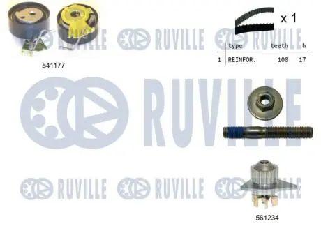 5500501 Ремень ГРМ+ролик+помпа Berlingo 1.1i 96-,C2/C3 1.1i 02- RUVILLE подбор по vin на Brocar