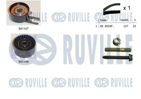 550058 К-кт. ГРМ (ремень+2 ролика) Citroen Berlingo 1.6 HDI -5 RUVILLE подбор по vin на Brocar