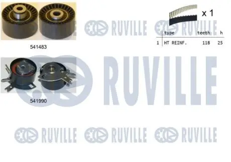 550280 К-кт. ГРМ (ремень +2шт. ролика) FORD MONDEO 2.2 TDCi RUVILLE подбор по vin на Brocar