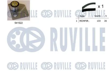 550128 Ремінь грм + ролик натягу RENAULT MEGANE 1.9dCi RUVILLE підбір по vin на Brocar