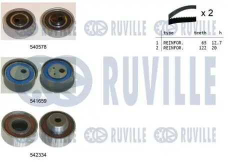 550425 MITSUBISHI К-т ГРМ (2 ремня+3 ролика) Grandis 2.4 RUVILLE підбір по vin на Brocar