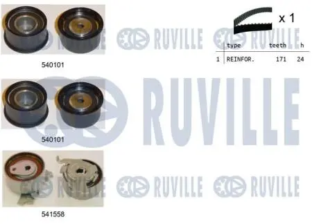 550311 Ремінь грм + 3 ролика натягу Omega B44959 -98 RUVILLE підбір по vin на Brocar