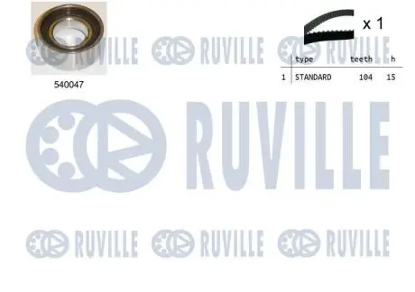 550026 К-кт грм ремінь + ролик натягу PANDA, UNO-95 RUVILLE підбір по vin на Brocar
