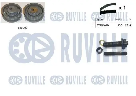 550071 К-т ременя грм (ремінь+ролик+кріплення) 1.6D RUVILLE підбір по vin на Brocar