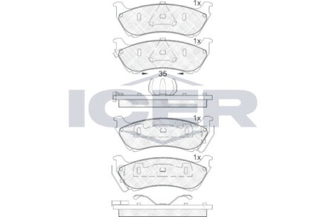 181277 Колодки тормозные (задние) MB M-class (W163) 98-05 ICER підбір по vin на Brocar