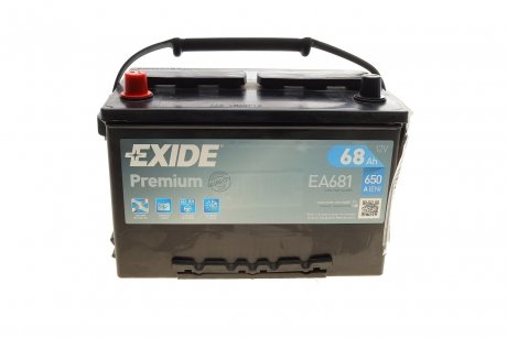EA681 Акумуляторна батарея 68Ah/650A (277x175x190/+L/B1+B12) Premium EXIDE підбір по vin на Brocar