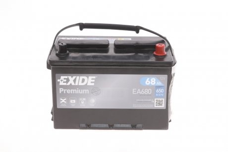 EA680 Аккумуляторная батарея 68Ah/650A (277x175x190/+R/B1+B12) Premium EXIDE підбір по vin на Brocar