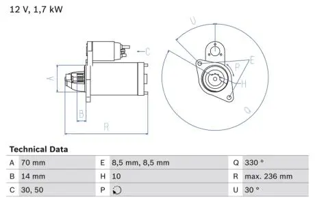 0986018180 Стартер BOSCH підбір по vin на Brocar
