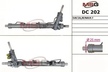 DC202 Рульова рейка з ГПК DACIA Duster 2010-,RENAULT Duster 2010-,RENAULT Captur Kaptur(HHA) 2.0 16V 2013 MSG подбор по vin на Brocar