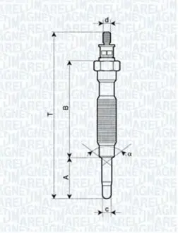 UC55A MARELLI Свеча накала HYUNDAI 2,5 MITSUBISHI 2,3/2,5 NISSAN 2,3/2,5 MAGNETI MARELLI підбір по vin на Brocar