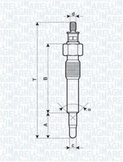 UC9A MARELLI GLOW PLUG LANCIA, OPEL, PEUGEOT, RENAULT [062583202304] MAGNETI MARELLI підбір по vin на Brocar